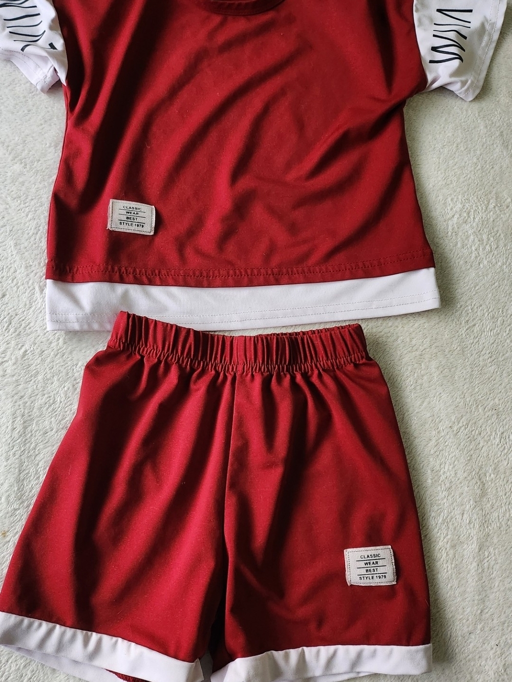 Kids Red and White Kids Shorts Set